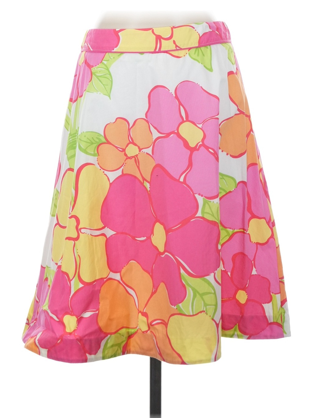 Lilly Pulitzer Large Pink, Orange & Yellow Floral A-Line Skirt